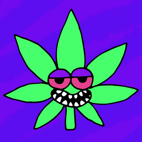Dancing stoned marijuana leaf cartoon